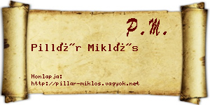 Pillár Miklós névjegykártya